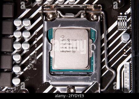 Computer System Board and CPU Stock Photo