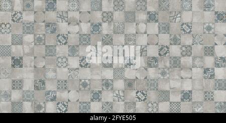 grey color mosaic tiles design use for ceramic wall tiles and wall paper use Stock Photo