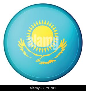 Glass light ball with flag of Kazakhstan. Round sphere, template icon. Kazakh national symbol. Glossy realistic ball, 3D abstract vector illustration Stock Vector