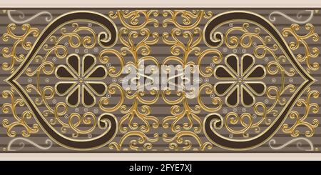 brown and beige color Geometric design shapes illustration image use for wall tiles and wall paper Stock Photo