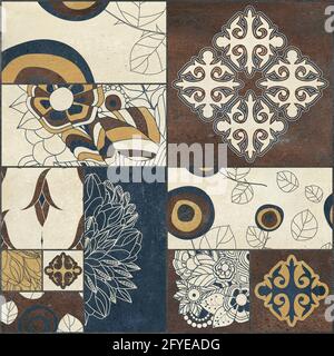 multi color geometrical background design use for wall tile and wallpaper Stock Photo