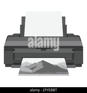 Realistic printer. Vector illustration. Print high quality photo paper Stock Vector