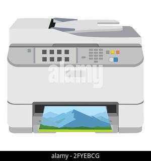 Realistic printer. Vector illustration. Print high quality photo paper Stock Vector