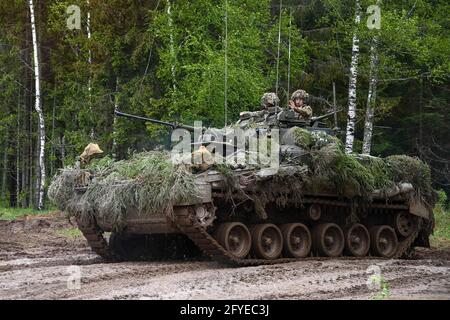 Tapa. 27th May, 2021. The Estonian Defense Forces (EDF) Spring Storm exercise enters the active phase at the Central Training Area near Tapa army base in northern Estonia, May 27, 2021. About 7,000 people participated in the three-week exercise kicking off on May 17. Credit: Sergei Stepanov/Xinhua/Alamy Live News Stock Photo