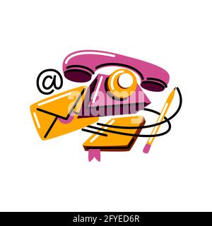 Contact us. Vector icon in bold line style Stock Vector