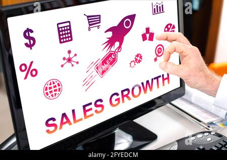 Sales growth concept shown on a computer screen Stock Photo