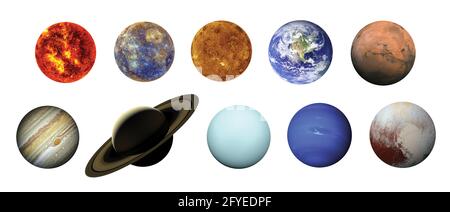 Solar system isolated on white background with clipping path. Elements of this image furnished by NASA Stock Photo
