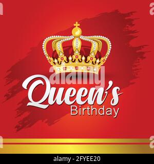 Queen's Birthday with golden crown. vector illustration design. Stock Vector