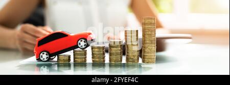 Car Price Growth And Vehicle Profit. Save Money Stock Photo