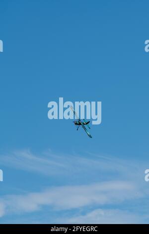 Airplane model in the sky Stock Photo