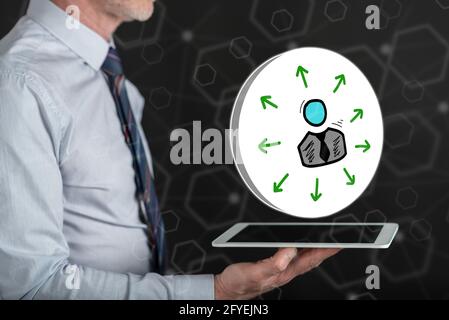 Choice concept above a tablet held by a man Stock Photo