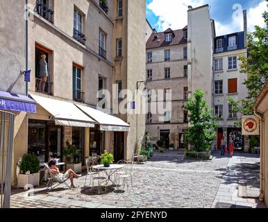 FRANCE. PARIS (75) LE MARAIS DISTRICT, VILLAGE SAINT PAUL Stock Photo