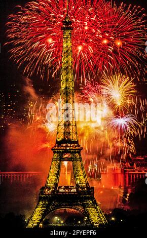 Eiffel tower 14 July Bastille day National Day Paris France Stock Photo