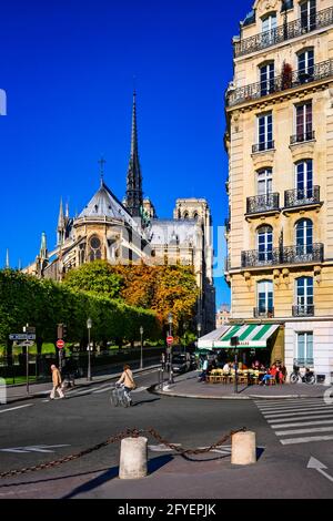 FRANCE. PARIS (75). CAFE-RESTAURANT IN THE CITE ISLAND Stock Photo