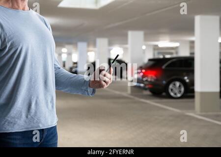 Car Parking Using Phone Internet Technology App Stock Photo