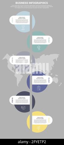Infographic circles with icons. Vector business concept of 6 steps by step, options. Template with two ways for diagram, web, banner, presentations Stock Vector