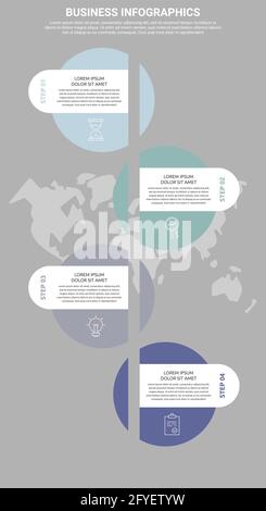 Infographic circles with icons. Vector business concept of 4 steps by step, options. Template with two ways for diagram, web, banner, presentations Stock Vector