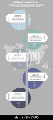 Infographic circles with icons. Vector business concept of five steps by step, options. Template with two ways for diagram, web, banner, presentations Stock Vector