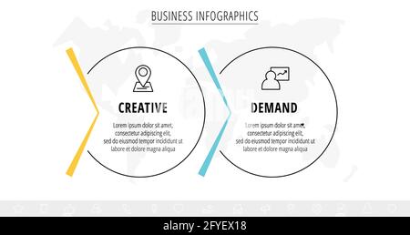 Vector line infographics template for six colorful arrows and circles. Business concept with 6 elements and icons. Modern blank space for chart Stock Vector
