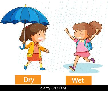 Opposite adjectives dry and wet Stock Vector Image & Art - Alamy