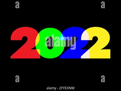 2022, happy new year. Vector creative number on black background Stock Vector