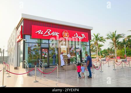 JEDDAH, SAUDI ARABIA – April 30, 2021:  Al baik restaurant in Jeddah beach Stock Photo