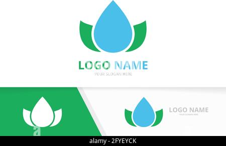Vector eco water drop logo combination. Unique organic water logotype design template. Stock Vector