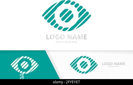 Abstract eye logo combination. Unique vision logotype in a futuristic style design. Stock Vector