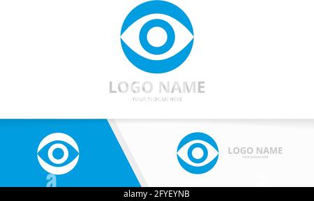 Vector eye vision secure logo. Unique media vision logotype design template. Stock Vector