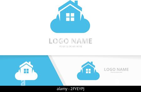 Real estate and cloud logo combination. House logotype design template. Stock Vector
