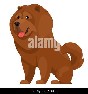 Sitting Chow Chow. Beautiful dog in cartoon style. Stock Vector