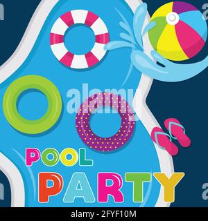 joyfull summer banner. Pool party. Vector Stock Vector