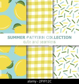 summer pattern collection. Lemon theme. Summer banner. Vector Stock Vector