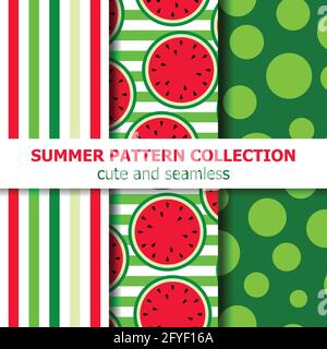 Delicious summer pattern collection. Watermelon theme. Summer banner. Vector Stock Vector
