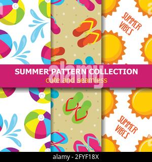 summer pattern collection. Beach theme. Summer banner. Vector Stock Vector