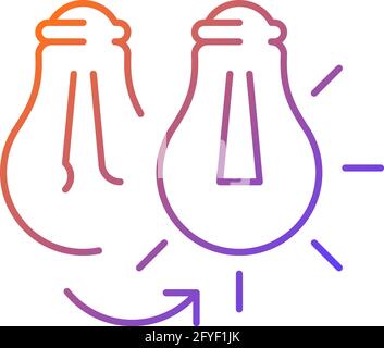 Changing lightbulb gradient linear vector icon Stock Vector