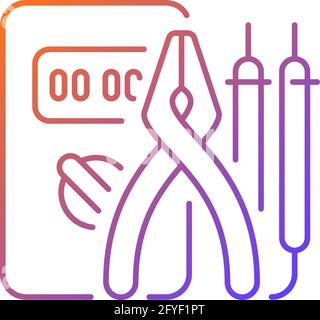 Electrician tools gradient linear vector icon Stock Vector