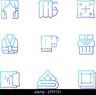 Home textile products gradient linear vector icons set Stock Vector