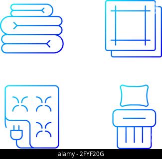 Household textile gradient linear vector icons set Stock Vector