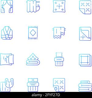 Textile products gradient linear vector icons set Stock Vector