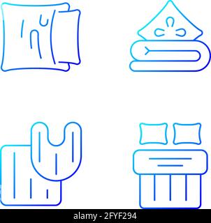 Domestic textile gradient linear vector icons set Stock Vector