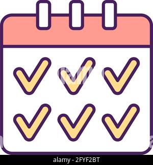 Tracking calendar RGB color icon Stock Vector