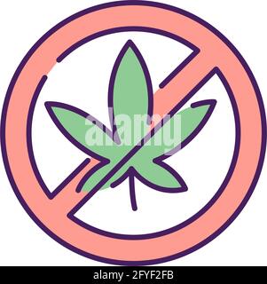 No cannabis RGB color icon Stock Vector