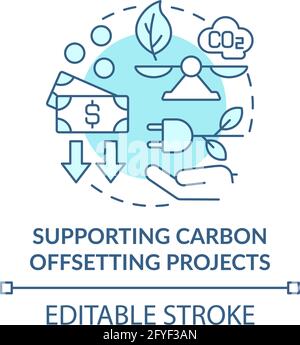 Supporting carbon offsetting projects concept icon Stock Vector