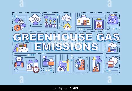 Greenhouse gas emissions word concepts banner Stock Vector