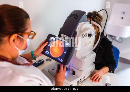 Diabetic retinopathy: fundus camera image of the retina of a human eye ...