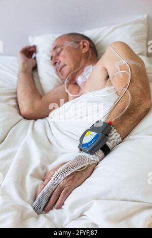 Simplified polysomnography at home recording the level of oxygen saturation in the blood nocturnal oximetry and other parameters to detect the pres Stock Photo Alamy