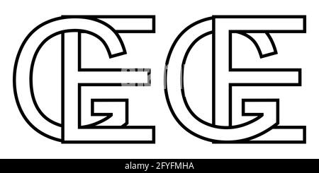 Logo sign ge eg icon sign interlaced letters e g vector logo ge, eg first capital letters pattern alphabet g, e Stock Vector