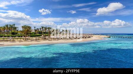 Landscape with beach in Port Ghalib, Marsa Alam, Egypt Stock Photo