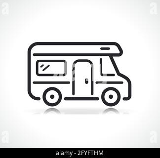 camping car or campervan thin line icon Stock Vector